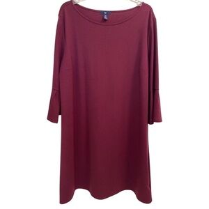 GAP Wine Knit Shift Dress Bell Sleeve Comfy Size XXL